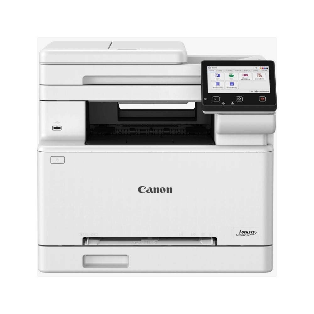 Canon i-SENSYS MF667Cdw Color Laser Multifunction Printer, Print Copy Scan Fax, 25ppm Print Speed, Duplex Printing & Wi-Fi Direct | White - 4549292241969