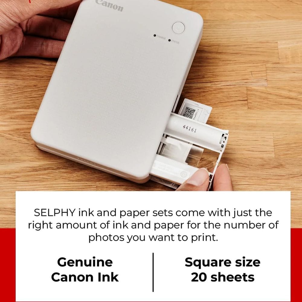Canon XC-60L Sticky Back Photo Paper for SELPHY QX20, 60 Sheets, Card Size Labels, Water & Scratch Resistant, Instant-Dry Prints | White - 4549292238495