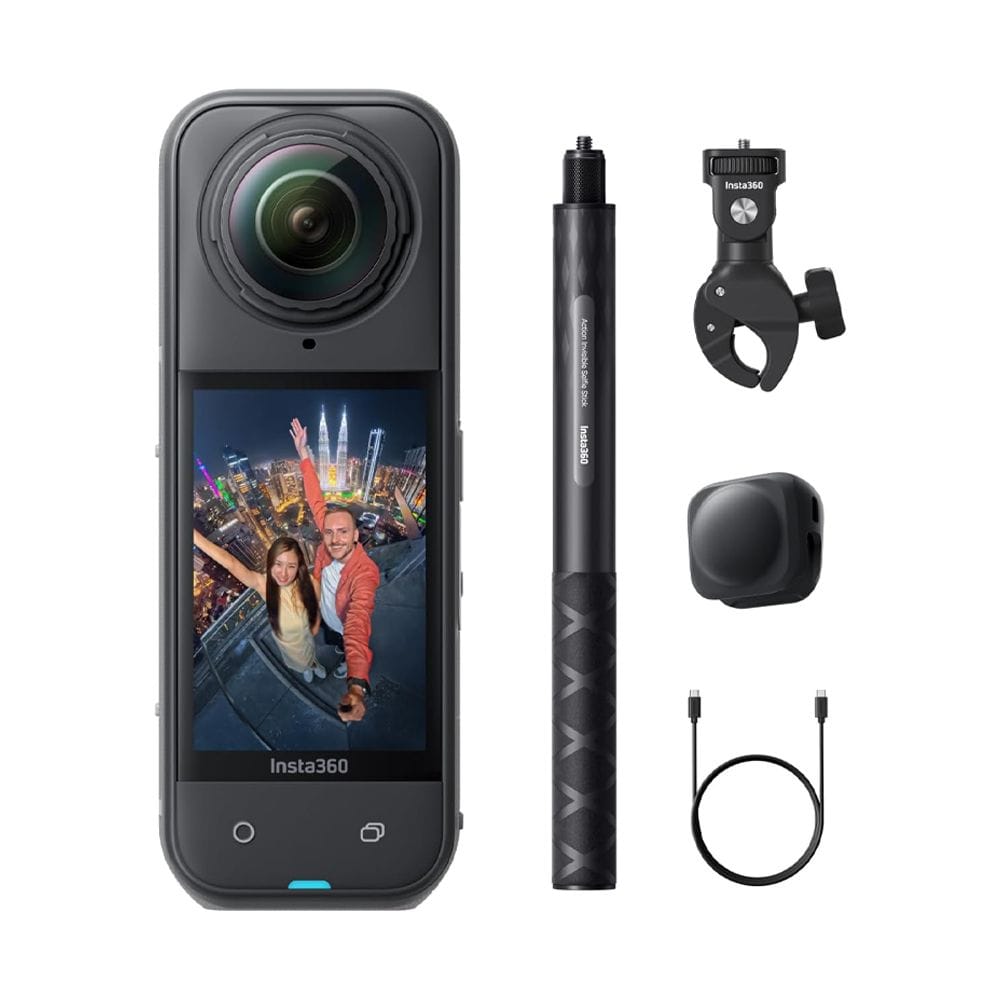 Insta360 X5 Essentials Bundle 360 Action Camera, 8K 360° Video, 72MP Photos, Triple AI Chip, FlowState Stabilization & Invisible Selfie Stick | Black - 6977644761496