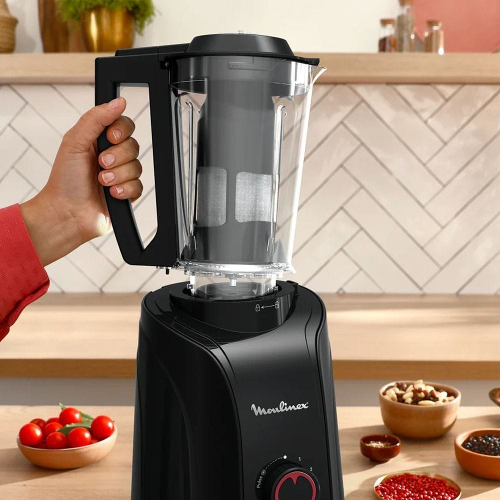 Moulinex 3 In 1 GringMax Indian Mixer Grinder, 1200W Max Locked Power Motor, 3 Speed Settings - Black - LM701827