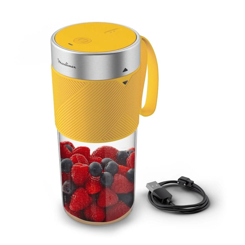 Moulinex Lightmix Portable Blender 300ml, Dishwasher Safe Jar, Powerful Battery, Incredible Results In Just 40 Seconds - Yellow - LM1C0210
