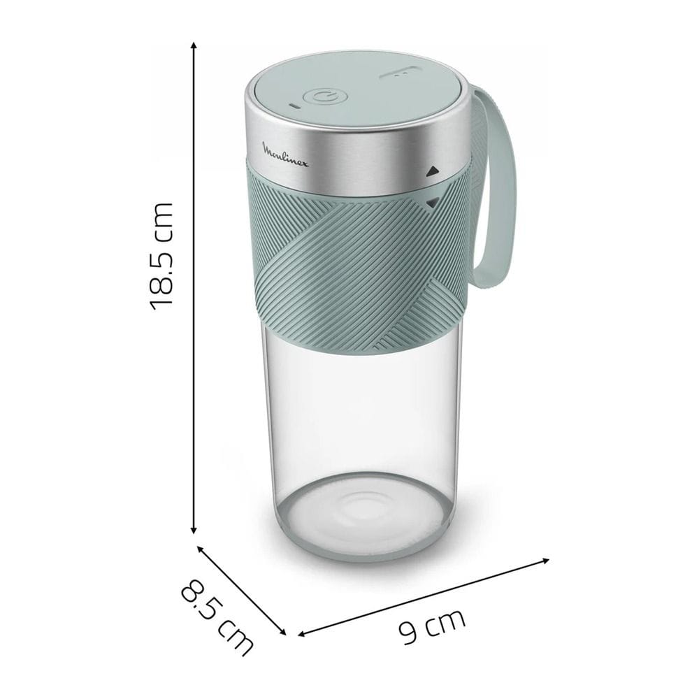 Moulinex Lightmix Portable Blender 300ml, Dishwasher Safe Jar, Powerful Battery, Incredible Results In Just 40 Seconds - Light Green - LM1C0410
