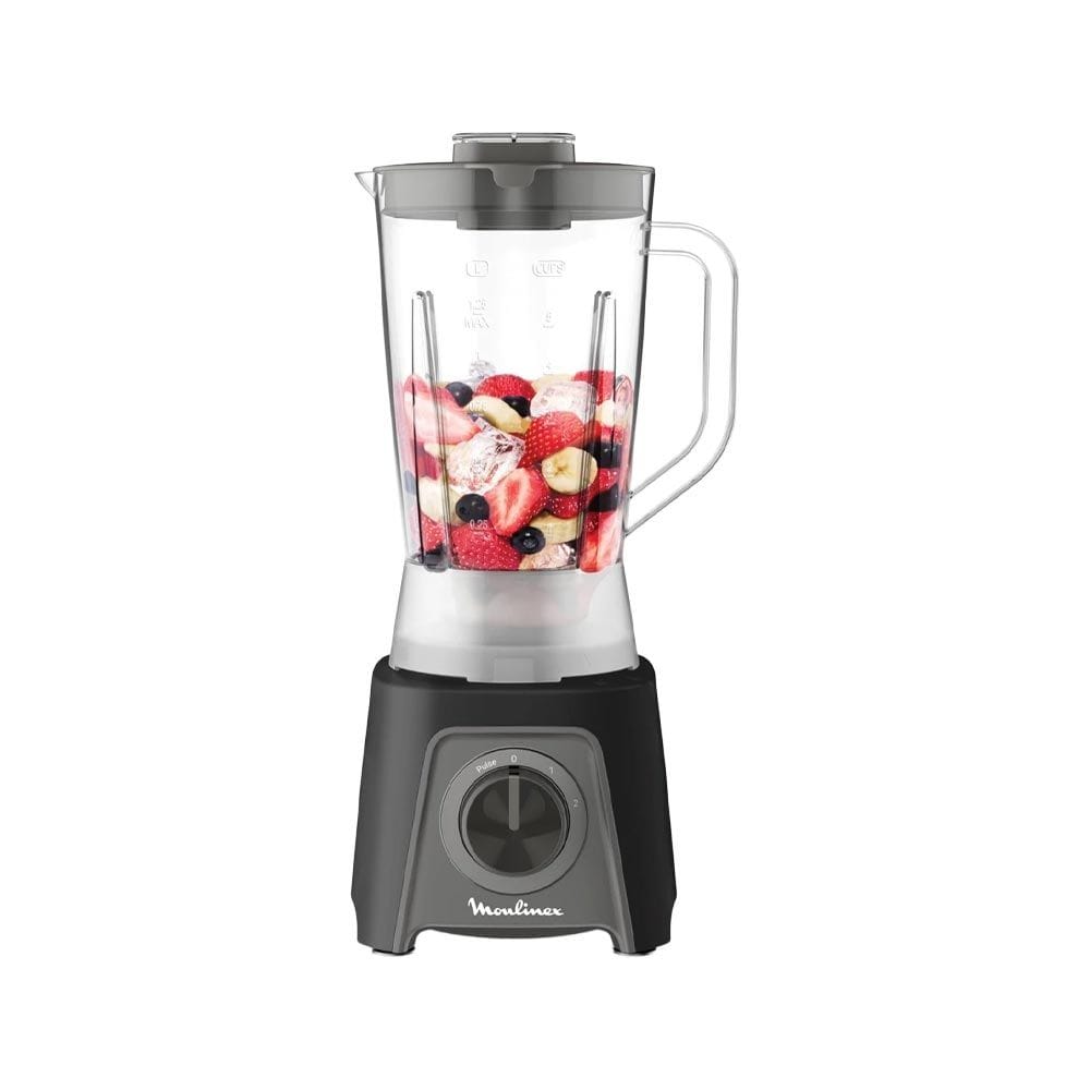 Moulinex Blendeo Blender With Grinder And Chopper 450W, 1.5L Capacity, Zelkrom Blades 2 Attachments - Black - LM2CR8M1