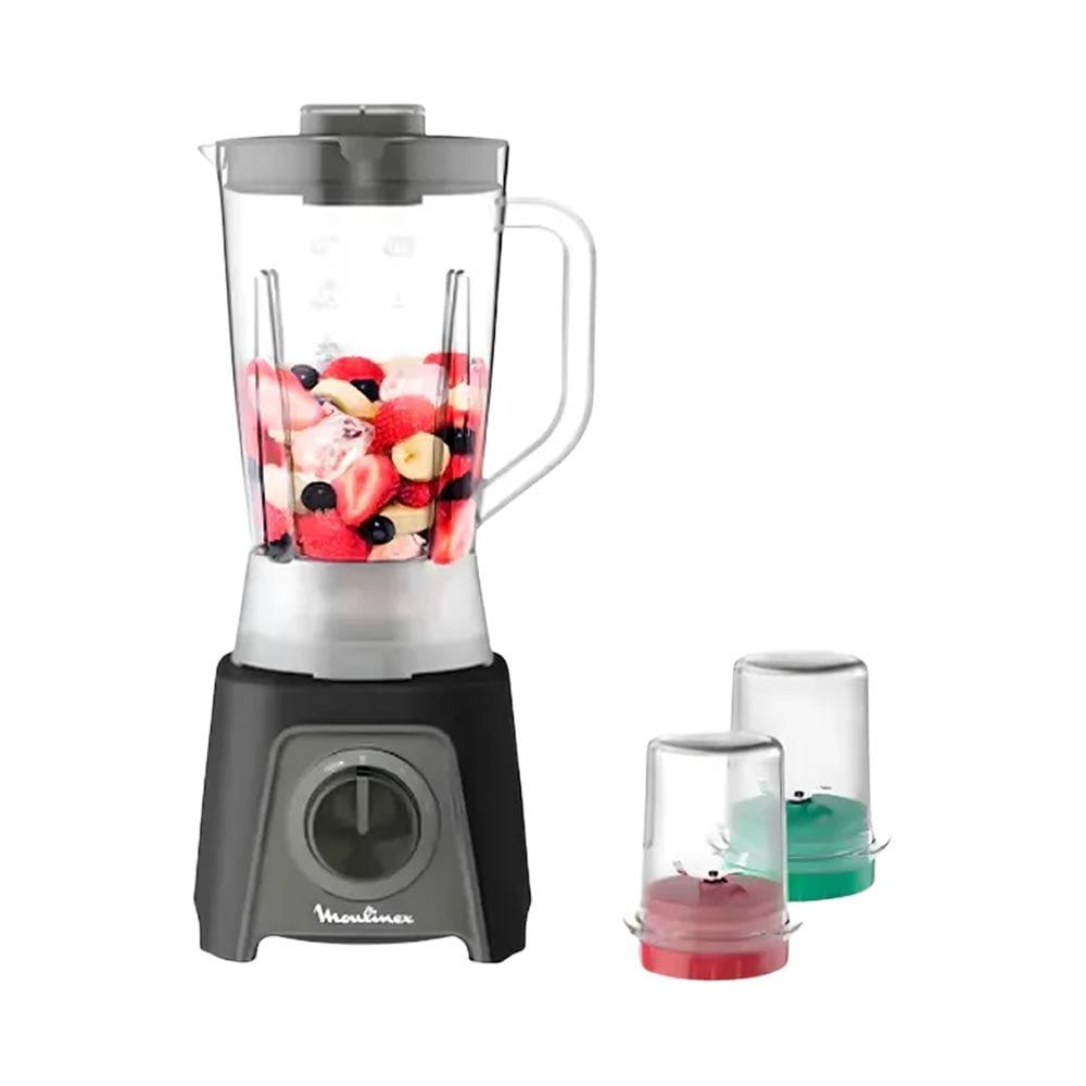 Moulinex Blendeo Blender With Grinder And Chopper 450W, 1.5L Capacity, Zelkrom Blades 2 Attachments - Black - LM2CR8M1