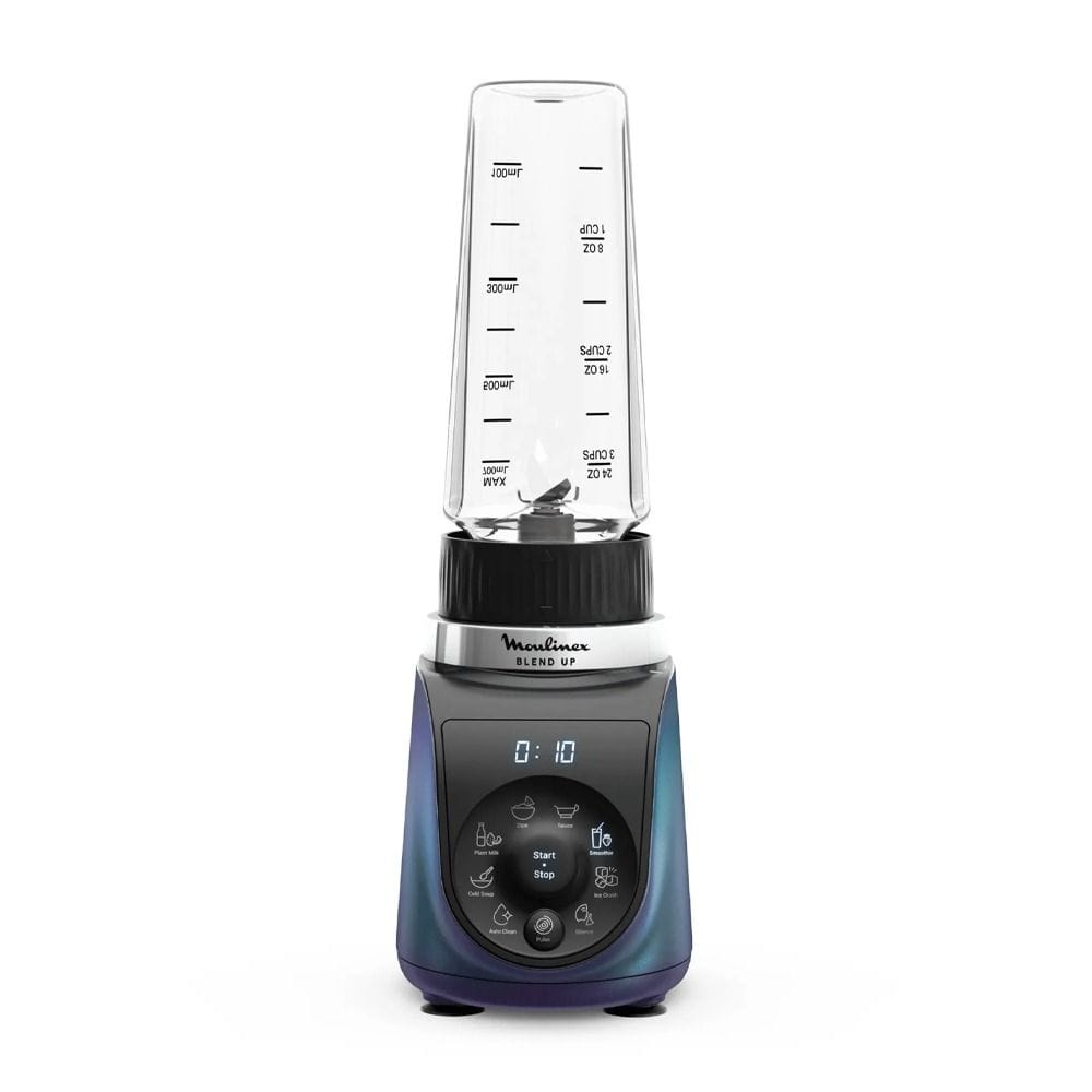 Moulinex Blend Up Powerful Mini Blender 1000W, 8 Automatic Programs, Disturbance Free Use - Black/Blue - LM19H4M0