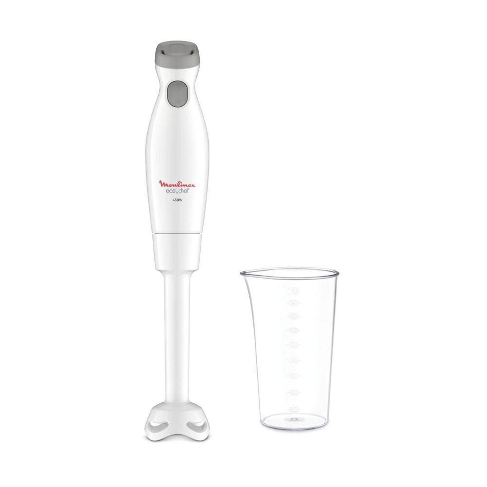 Moulinex Easychef Plastic Foot Hand Blender 450W, 800ml Capacity, 2 Speeds Settings, Ergonomic Handle With Textured Grip - White - DD45A127