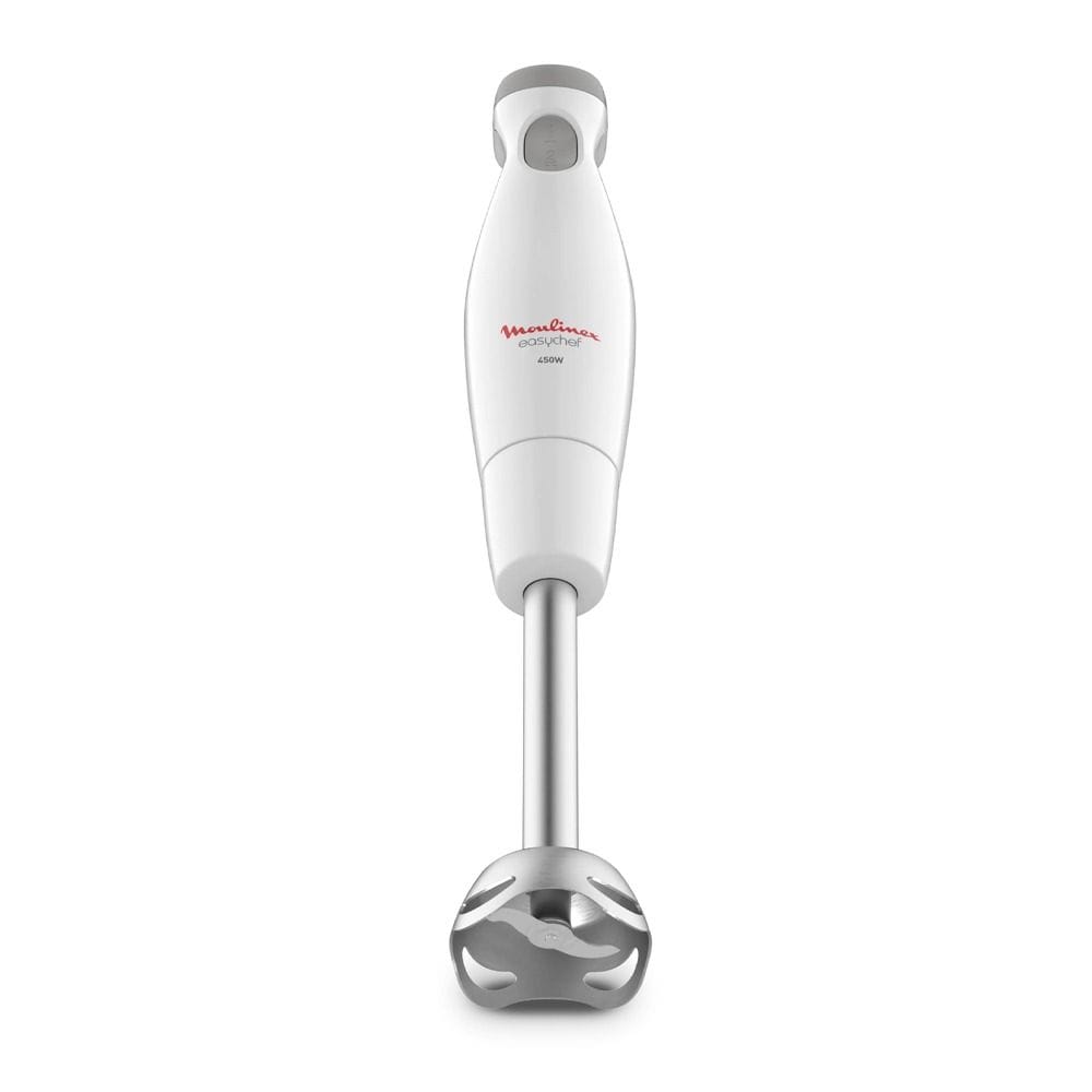 Moulinex Easychef Stainless Steel Foot Hand Blender 450W, 800ml Capacity, 2 Speeds Settings, Ultra Resistant Zelkrom Blades - White - DD451127