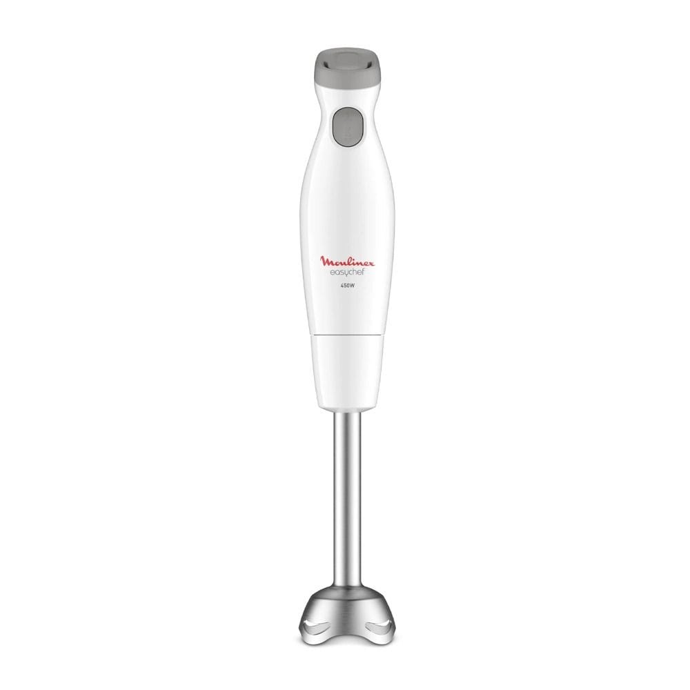 Moulinex Easychef Stainless Steel Foot Hand Blender 450W, 800ml Capacity, 2 Speeds Settings, Ultra Resistant Zelkrom Blades - White - DD451127