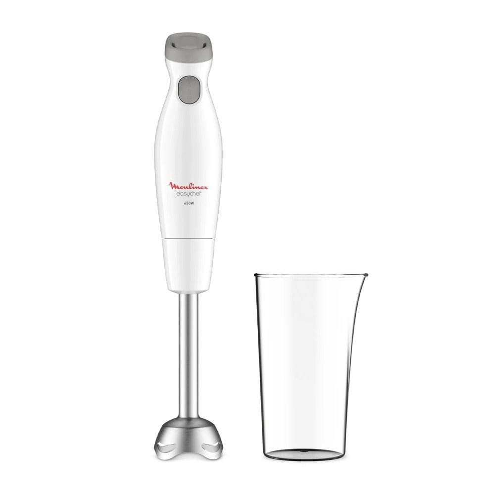 Moulinex Easychef Stainless Steel Foot Hand Blender 450W, 800ml Capacity, 2 Speeds Settings, Ultra Resistant Zelkrom Blades - White - DD451127