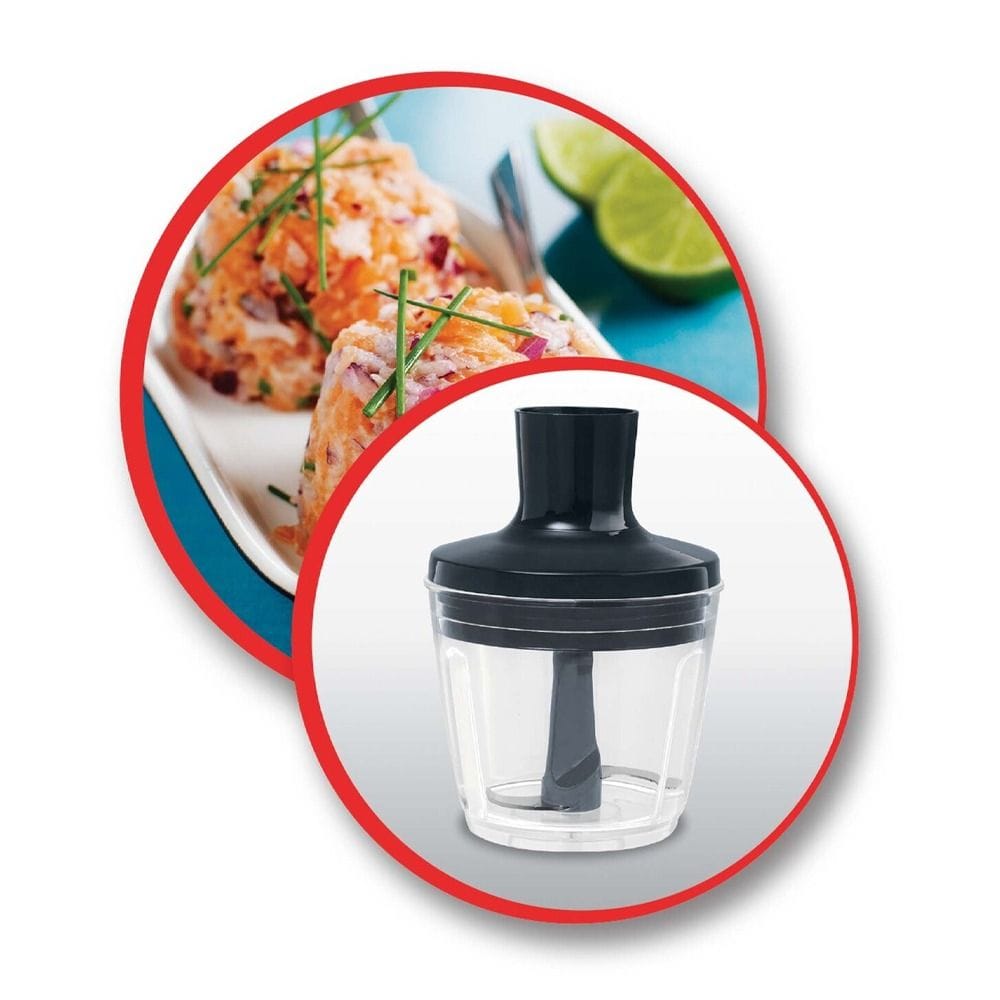 Moulinex Hand Blender 800ml + Chopper Bowl 500ml, 1000W Motor For Optimal Blending Performance, Exclusive Powelix Technology - Dark Grey - DD65J827