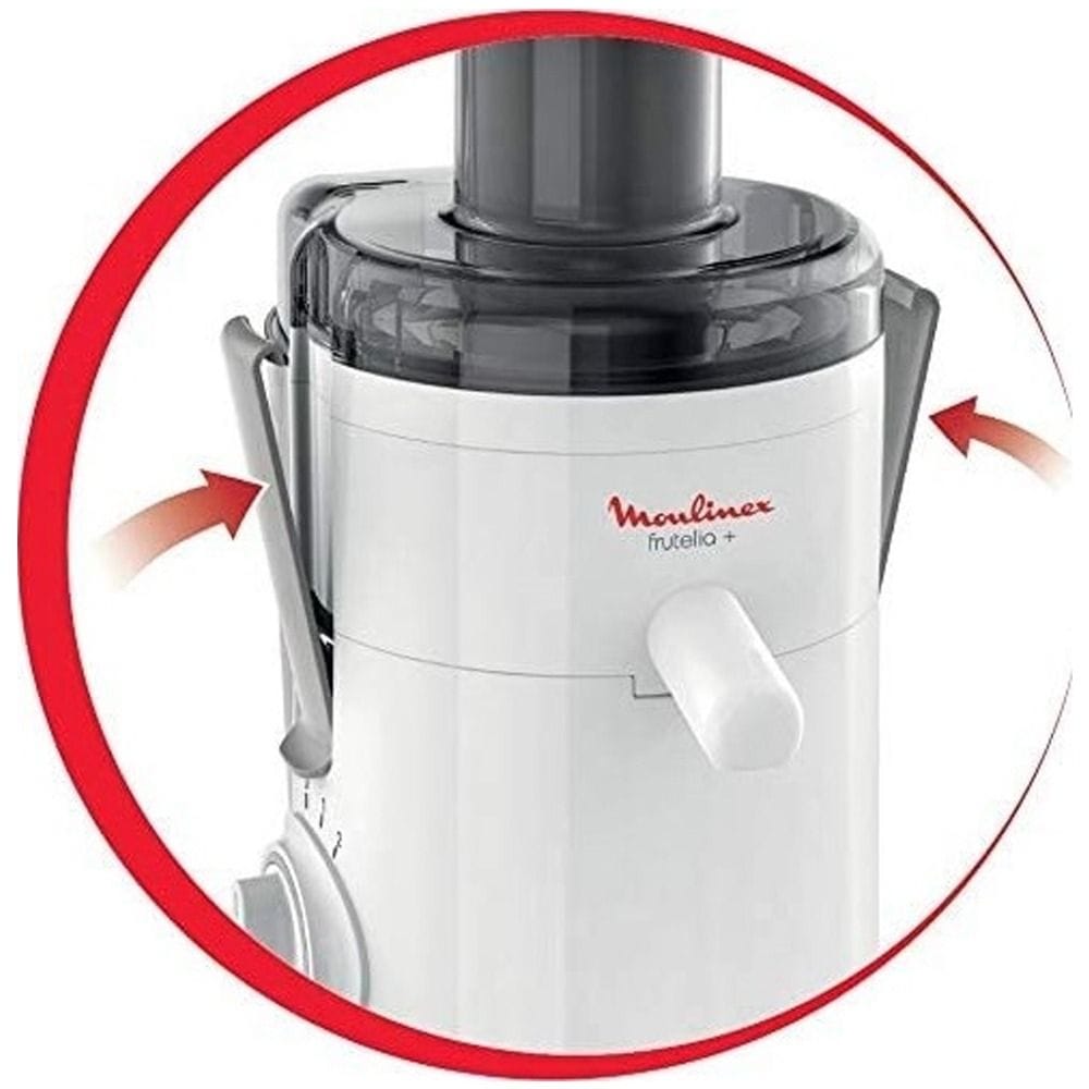 Moulinex Frutelia + Juice Extractor 350W, 950ml Pulp Container Capacity, 2 Speed + Pulse Function, Locking System - White - JU370127