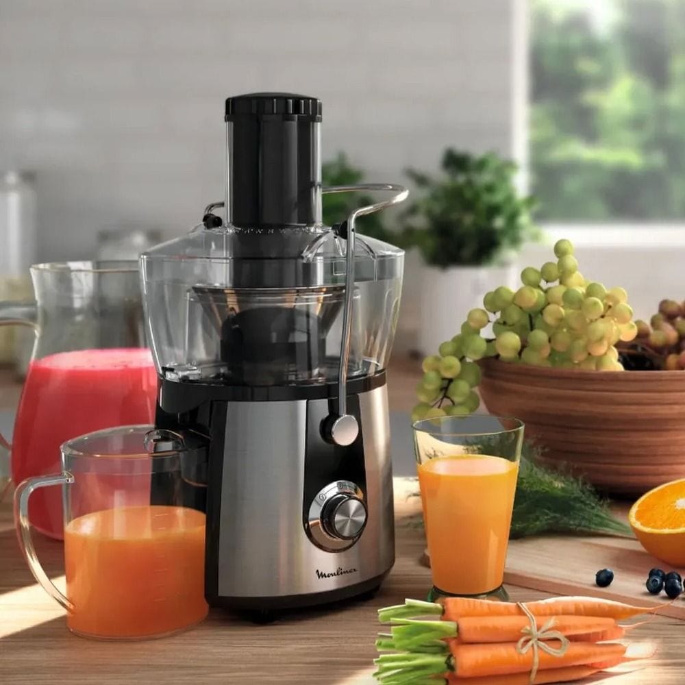 Moulinex Juice Express Juice Extractor 800W, 2L Capacity, Large Feeding Tube, Dual Speed - Silver - JU550D27