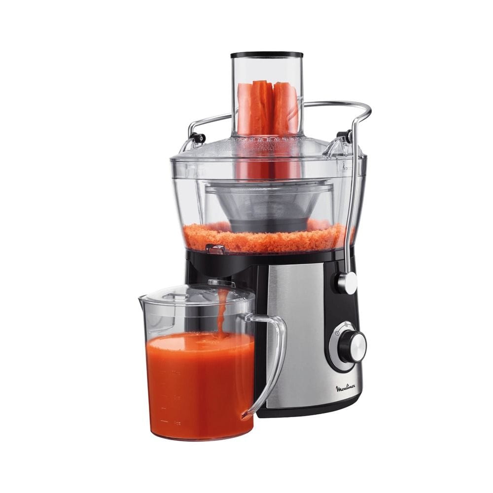Moulinex Juice Express Juice Extractor 800W, 2L Capacity, Large Feeding Tube, Dual Speed - Silver - JU550D27