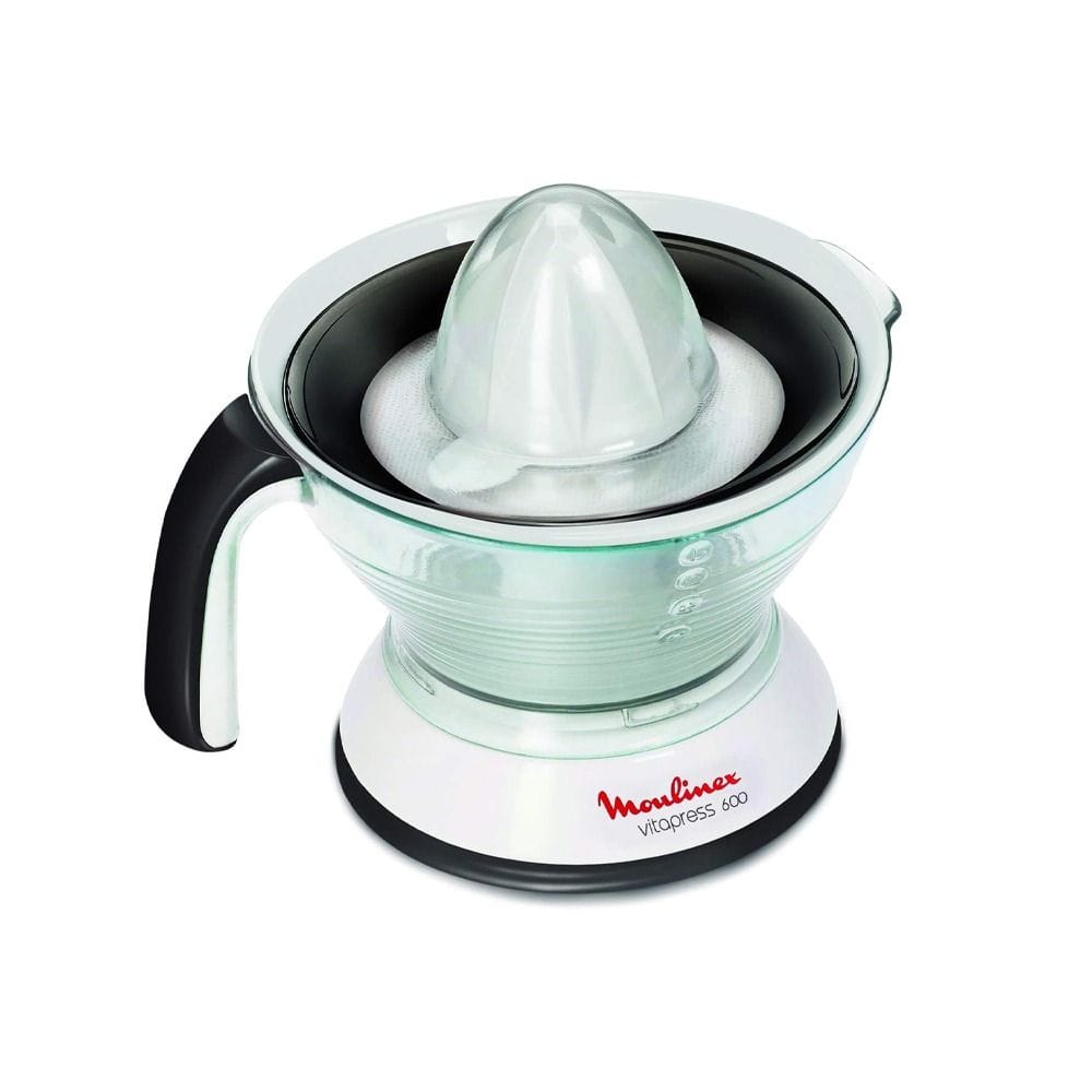 Moulinex Vita Press Daily Juicer 25W, 0.6L Capacity, Double Rotating Cone, Automatic On-Off, 2 Filters - White - PC300B27