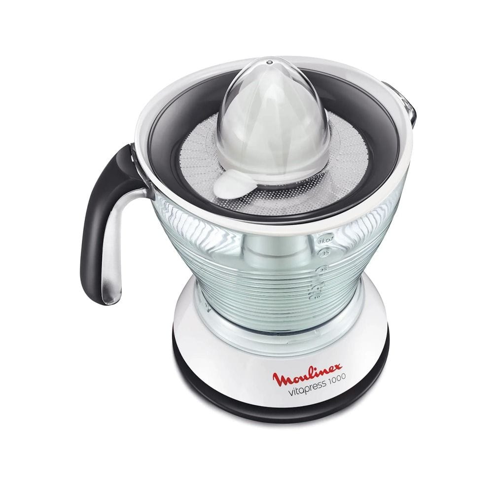 Moulinex Vita Press Daily Juicer 25W, 1L Capacity, Double Rotating Cone, Automatic On-Off, 2 Filters - White - PC302B27