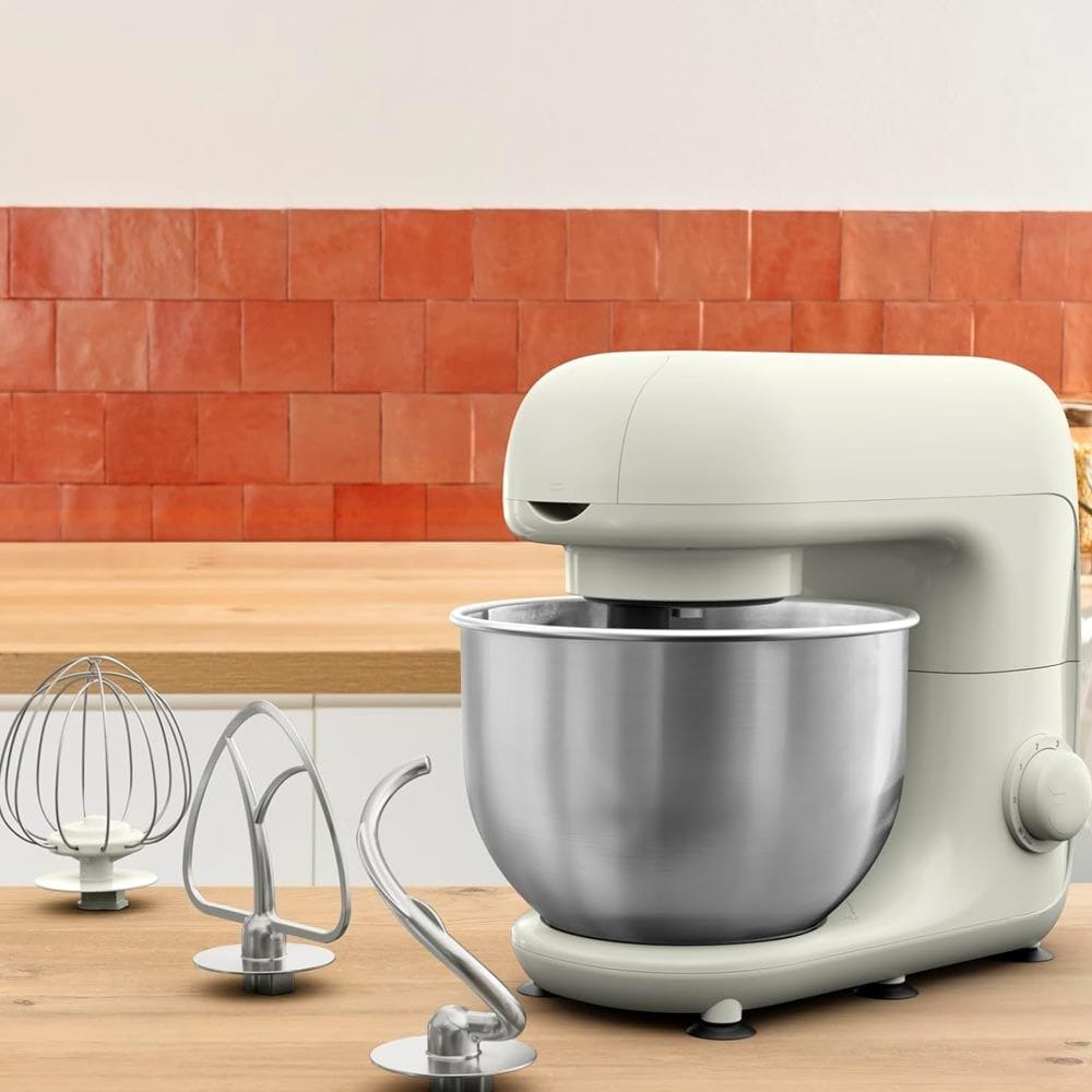 Moulinex Bake Essential Kitchen Machine 800W 4.8L, Large Capacity Bowl, Efficient Planetary Mixing, Multiple Speed Options - White - QA160127