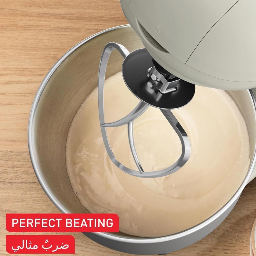 Moulinex Bake Essential Kitchen Machine 800W 4.8L, Large Capacity Bowl, Efficient Planetary Mixing, Multiple Speed Options - White - QA160127