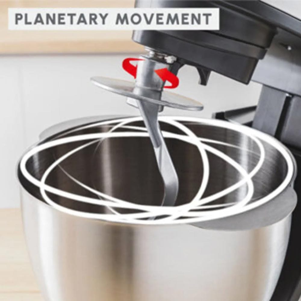 Moulinex Bake Partner Kitchen Machine 1100W 4.6L, Powerful Mixing Performance, Versatile Speed Settings, Durable Stainless Steel Bowl - White - QA521B27