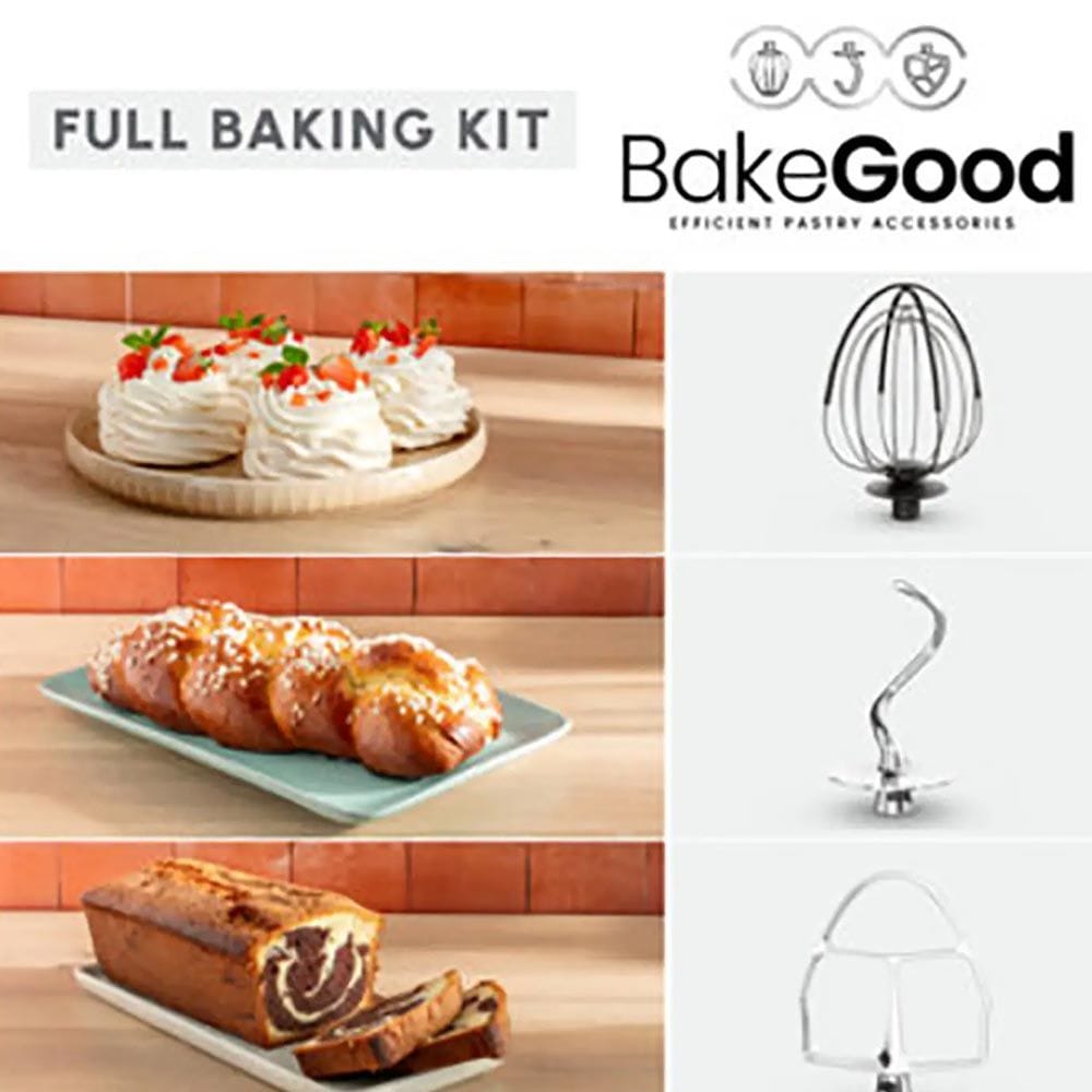 Moulinex Bake Partner Kitchen Machine 1100W 4.6L, Powerful Mixing Performance, Versatile Speed Settings, Durable Stainless Steel Bowl - White - QA521B27