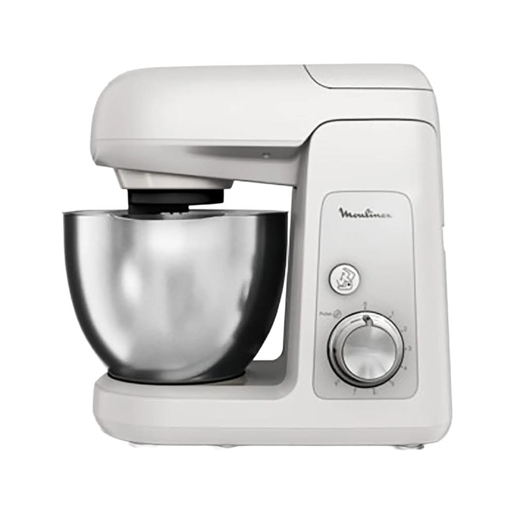 Moulinex Bake Partner Kitchen Machine 1100W 4.6L, Powerful Mixing Performance, Versatile Speed Settings, Durable Stainless Steel Bowl - White - QA521B27