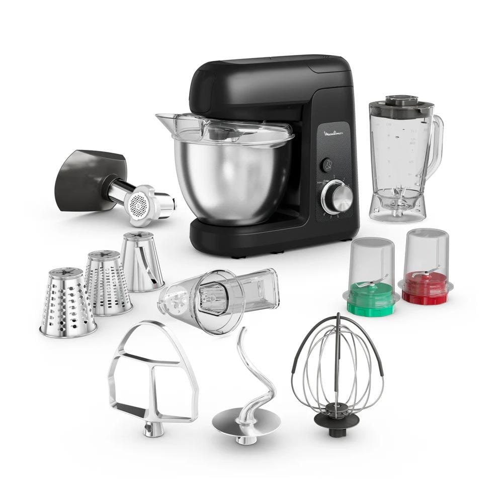Moulinex Bake Partner Kitchen Machine 1100W 4.6L, Versatile Speed Settings, Powerful Motor, Spacious Mixing Bowl - Black - QA525827