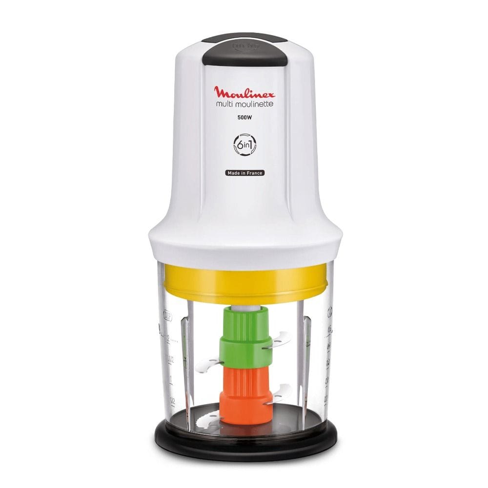 Moulinex Multi Moulinette 6 In 1 Mini Chopper 500W, 800ml Capacity, Sleek Dual Tone Finish, Effortless Handling - White - AT723127