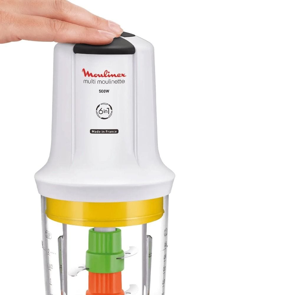 Moulinex Multi Moulinette 6 In 1 Mini Chopper 500W, 800ml Capacity, Sleek Dual Tone Finish, Effortless Handling - White - AT723127