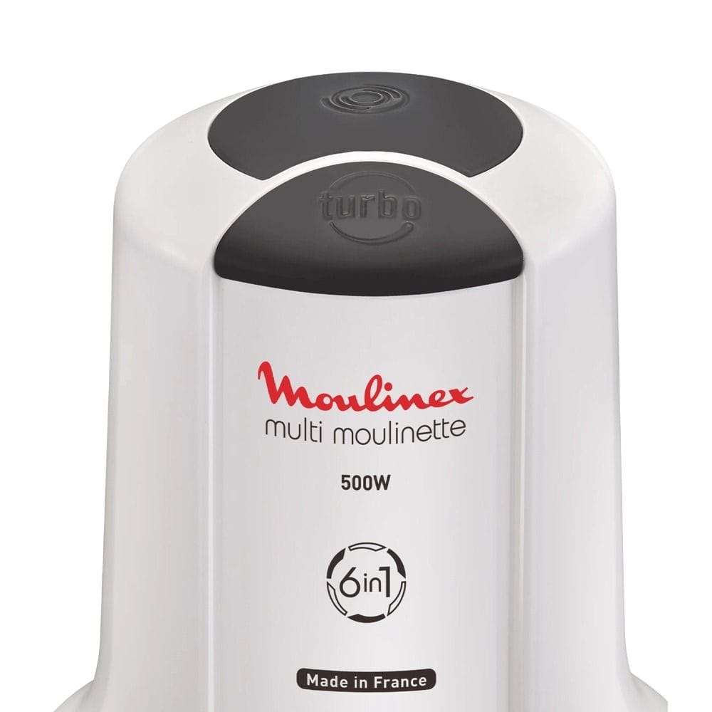 Moulinex Multi Moulinette 6 In 1 Mini Chopper 500W, 800ml Capacity, Sleek Dual Tone Finish, Effortless Handling - White - AT723127