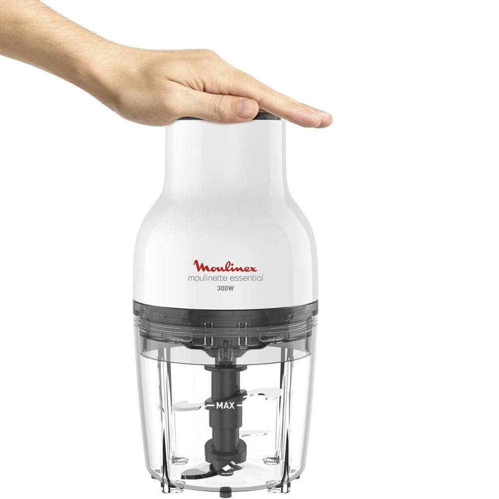 Moulinex Moulinette Essential 3 In 1 Mini Chopper 300W, 400ml Capacity, Secure Design, Powerful Performance - White/Black - DJ520127