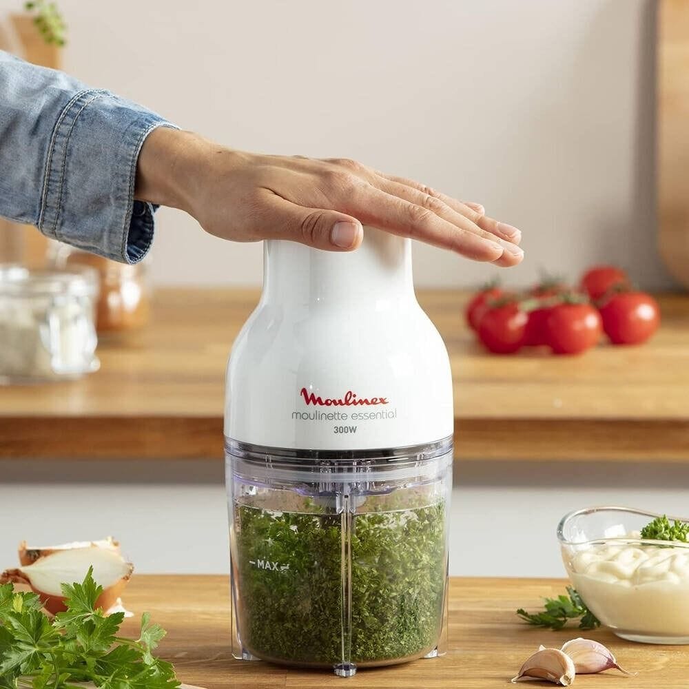 Moulinex Moulinette Essential 3 In 1 Mini Chopper 300W, 400ml Capacity, Secure Design, Powerful Performance - White/Black - DJ520127