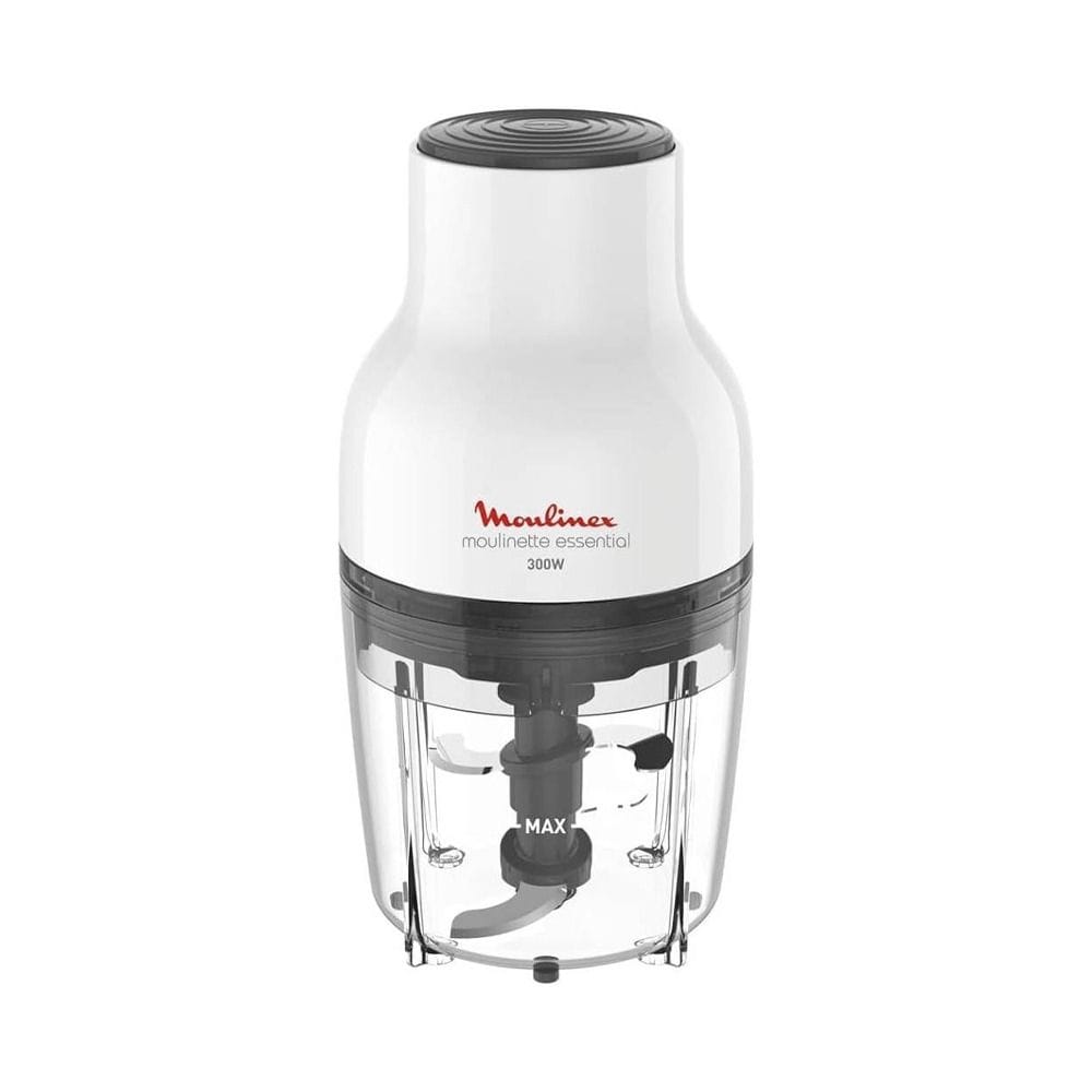 Moulinex Moulinette Essential 3 In 1 Mini Chopper 300W, 400ml Capacity, Secure Design, Powerful Performance - White/Black - DJ520127