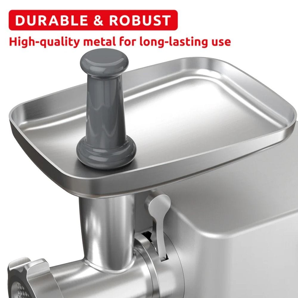 Moulinex HV10 Meat Mincer 2200W, Capacity 5.5Kg, Stainless Steel Body, 3 Mincing Grids, 8 Attachments, Powerful Motor - Silver - ME858DM0