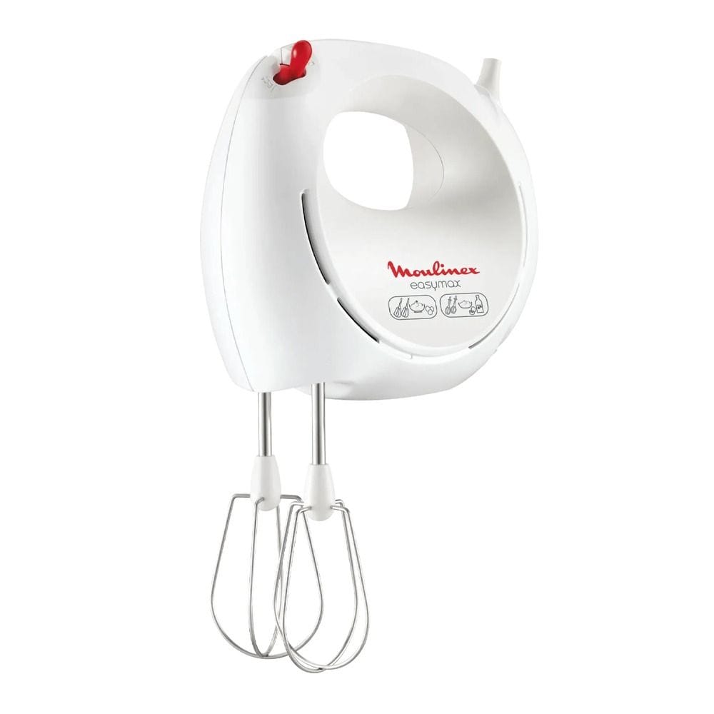 Moulinex Hand Mixer 200W, 2 Speed Setting, 2 Stainless Steel Whisks, Provides Quick Start And Stop Control, Designed For Mixing - White - HM250127