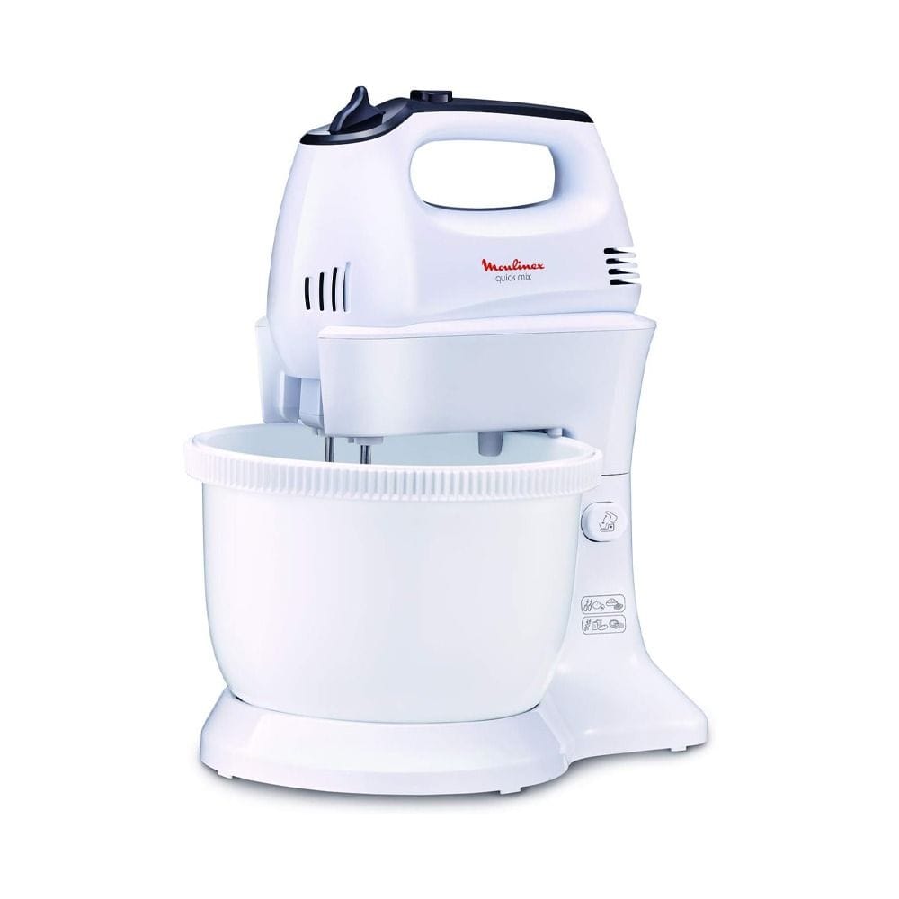 Moulinex Hand Mixer 300W, 5 Speed Settings And Turbo Function, Effortless And Hand-free Preparations, Great Whisking Results - White - HM311127