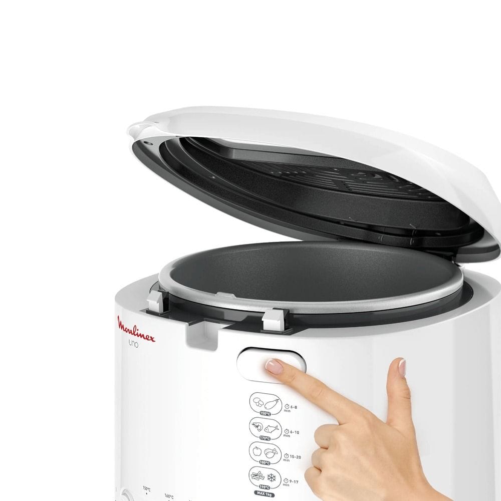 Moulinex Uno Deep Fryer 1.8L, Powerful 1470W Heating Performance, Large Viewing Window For Easy Monitoring, Up to 1kg Food Capacity - White - AF203127