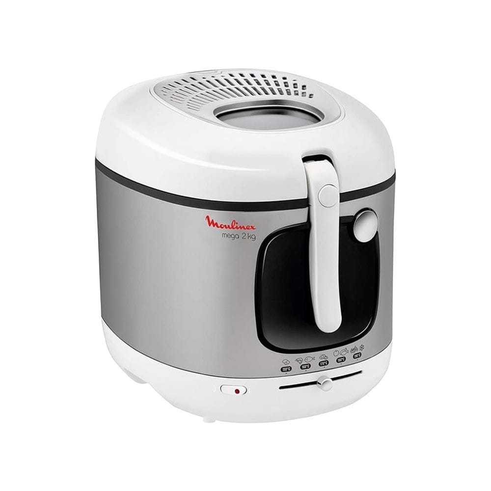 Moulinex Deep Fryer Mega XXL 3.3L, Large 2Kg Food Capacity, Powerful 1960W Performance, Non-Stick Coated Bowl, Automatic Lid Opening - Silver/Gray - AM480027