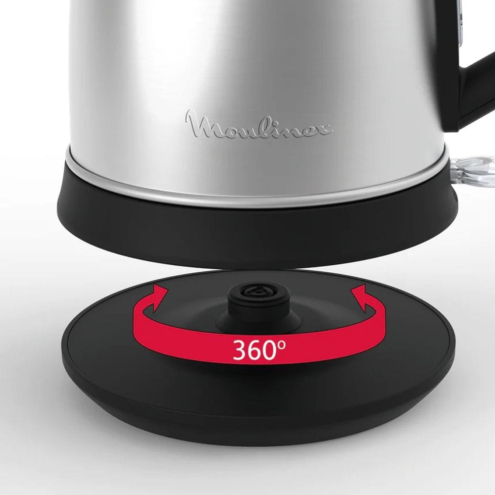 Moulinex Subito Select Electric Kettle 2400W, Capacity 1.7L, Removable Anti-scale Filter, 360° Rotational Base, Assisted Lid Opening - Silver - BY550D27