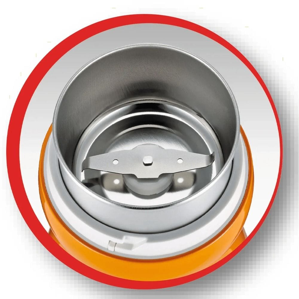 Moulinex Coffee Grinder 180W, Capacity 50g, 1-2-3 System, Transparent Lid, Easy Bowl Locking For Maximum Security, Easy To Use - Orange - AR110O27