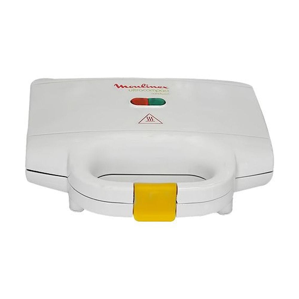 Moulinex Ultracompact Sandwich Maker 700W, Preheating Indicator, Fixed Non Stick Coated Plates, Lights Indicator - White - SM154042