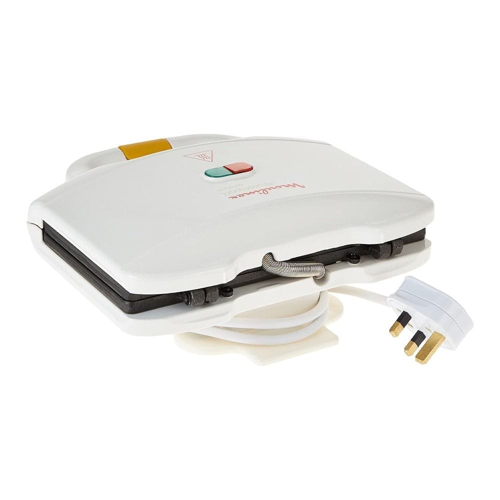 Moulinex Ultracompact Sandwich Maker 700W, Preheating Indicator, Fixed Non Stick Coated Plates, Lights Indicator - White - SM154042