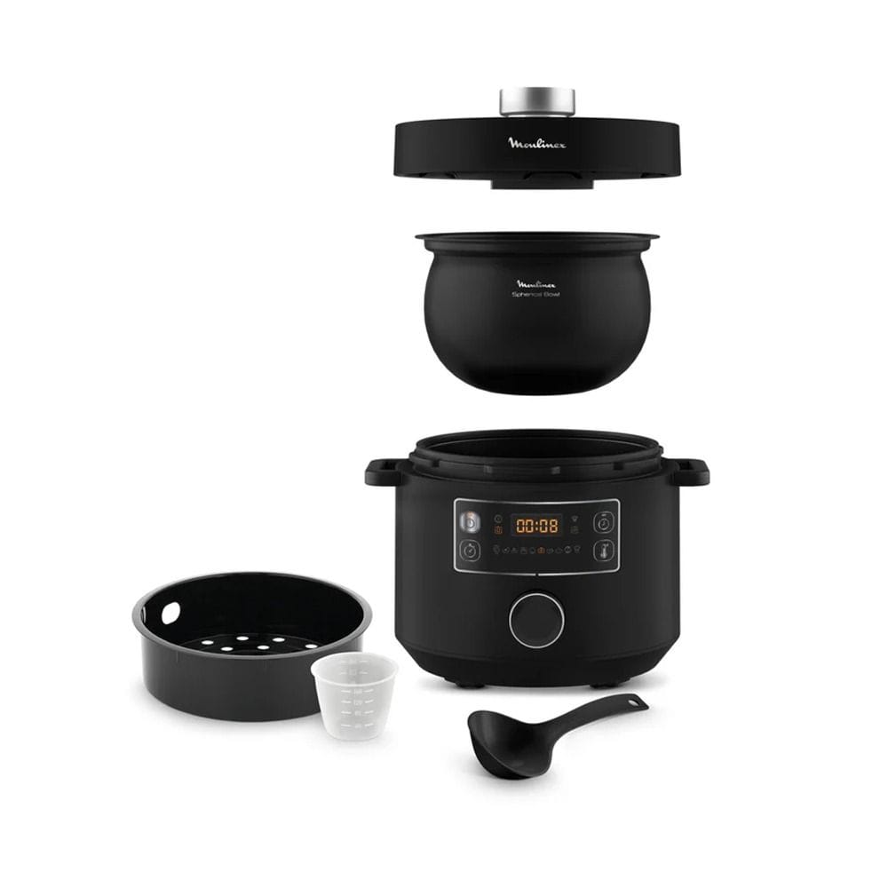 Moulinex Turbo Cuisine Fast Electric Pressure Cooker 5L, 10 Automatic Cooking Programs, Monitor Free Cooking - Black - CE753827