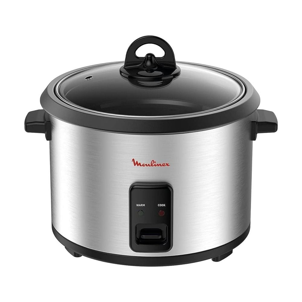 Moulinex Easyrice Rice Cooker 700W, 1.8L Rice Maker, 10 Cup Capacity, Non Stick Coated Removable Bowl - Steel Black - MK123D27