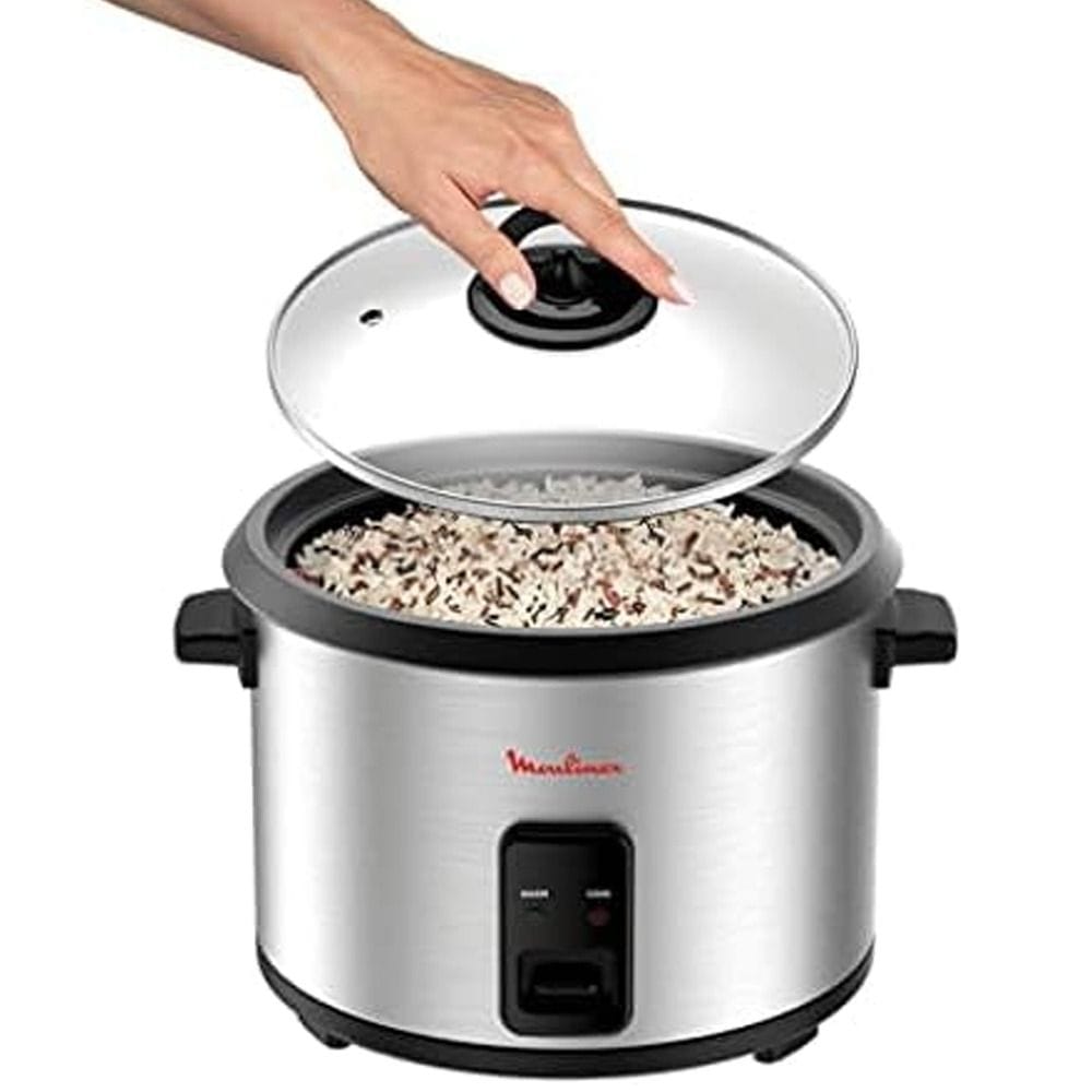Moulinex Easyrice Rice Cooker 700W, 1.8L Rice Maker, 10 Cup Capacity, Non Stick Coated Removable Bowl - Steel Black - MK123D27