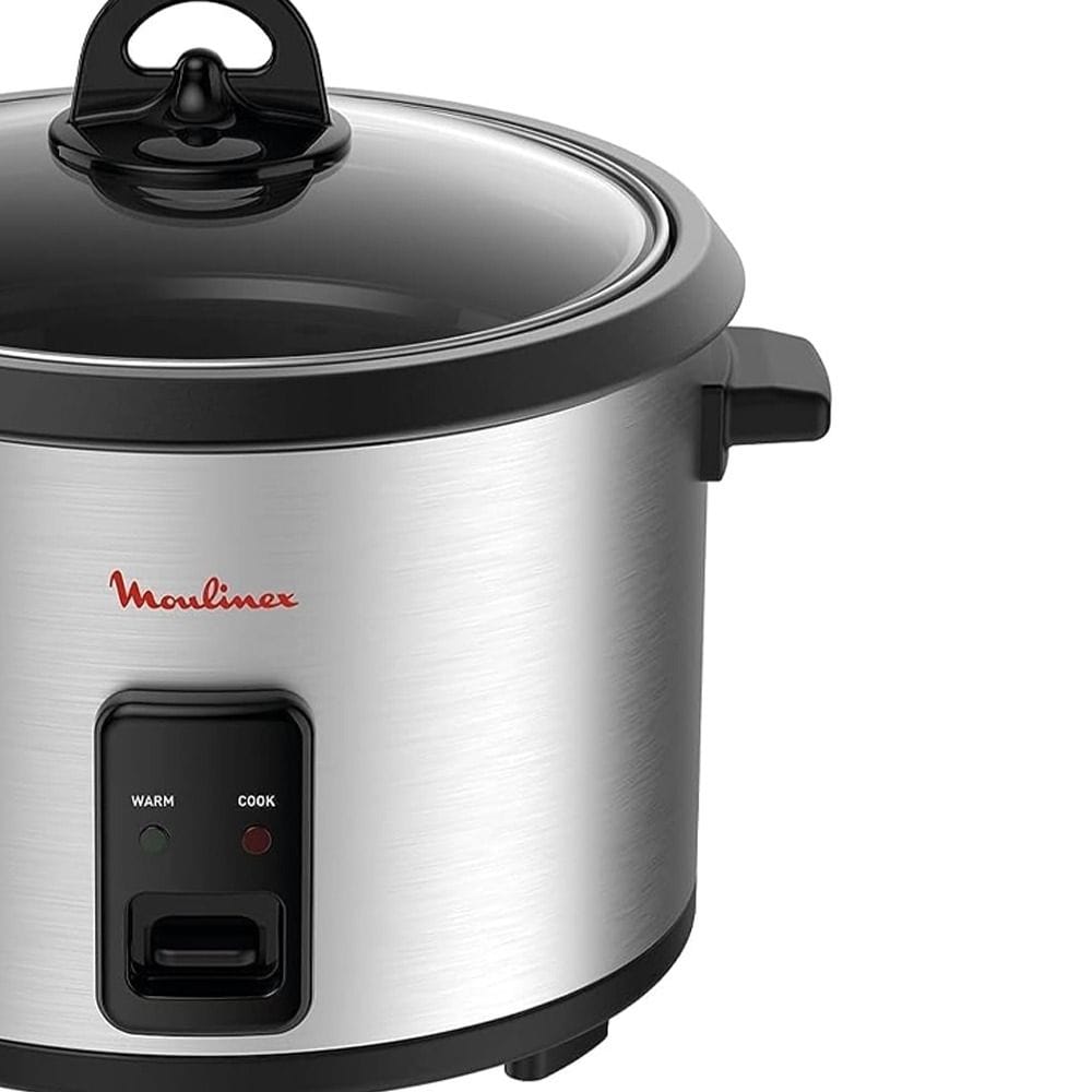 Moulinex Easyrice Rice Cooker 700W, 1.8L Rice Maker, 10 Cup Capacity, Non Stick Coated Removable Bowl - Steel Black - MK123D27