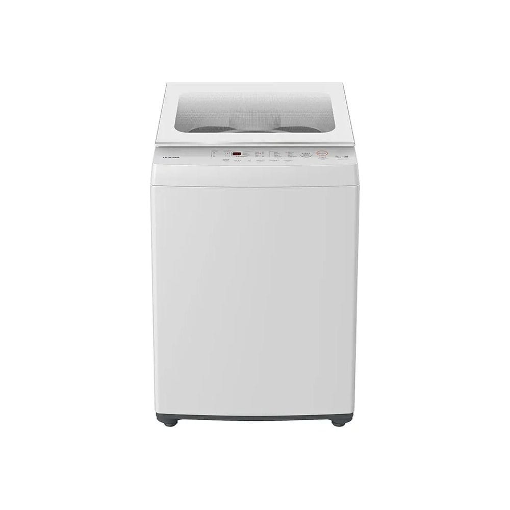 Toshiba Top Load Washing Machine 400W 8Kg, High-Speed Water Flow, Fuzzy Function, Tempered Glass Door - White - AW-M901BUPB(WW)