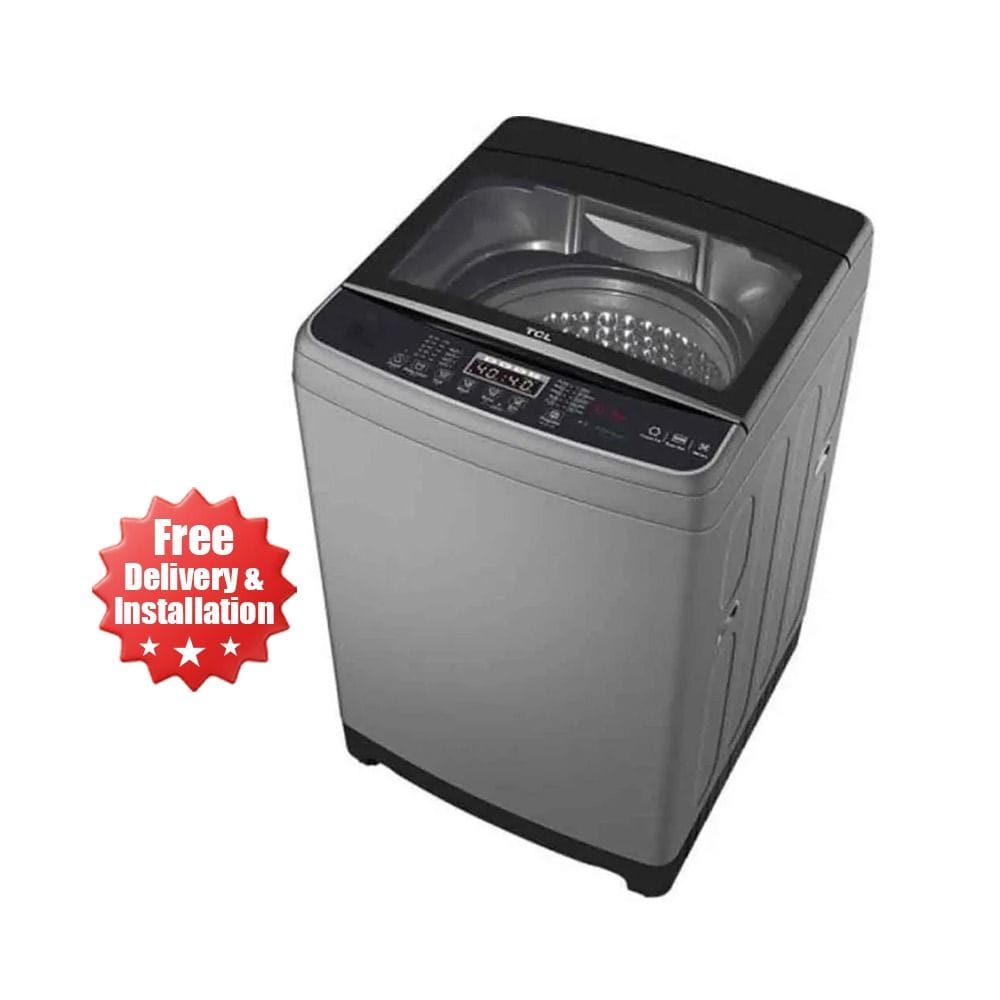 TCL Top Load Washer 18Kg, Direct Drive Inverter Motor, Auto-Balance System, Drum Clean Function - Gray - F318TLG