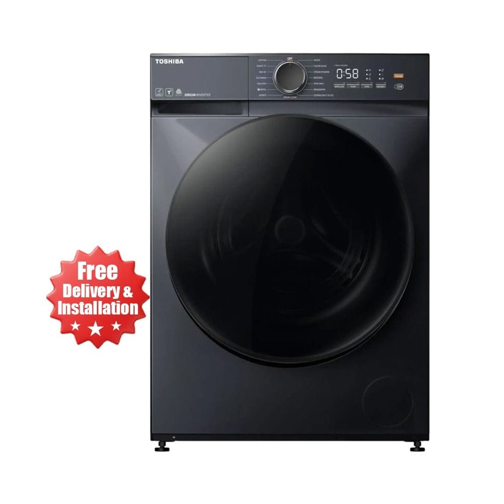 Toshiba Front Load Washer 9Kg, High Spin Performance, Versatile Wash Programs, Deep Cleaning via Nano Bubbles - Gray - TW-T21BU100UWB(MG)