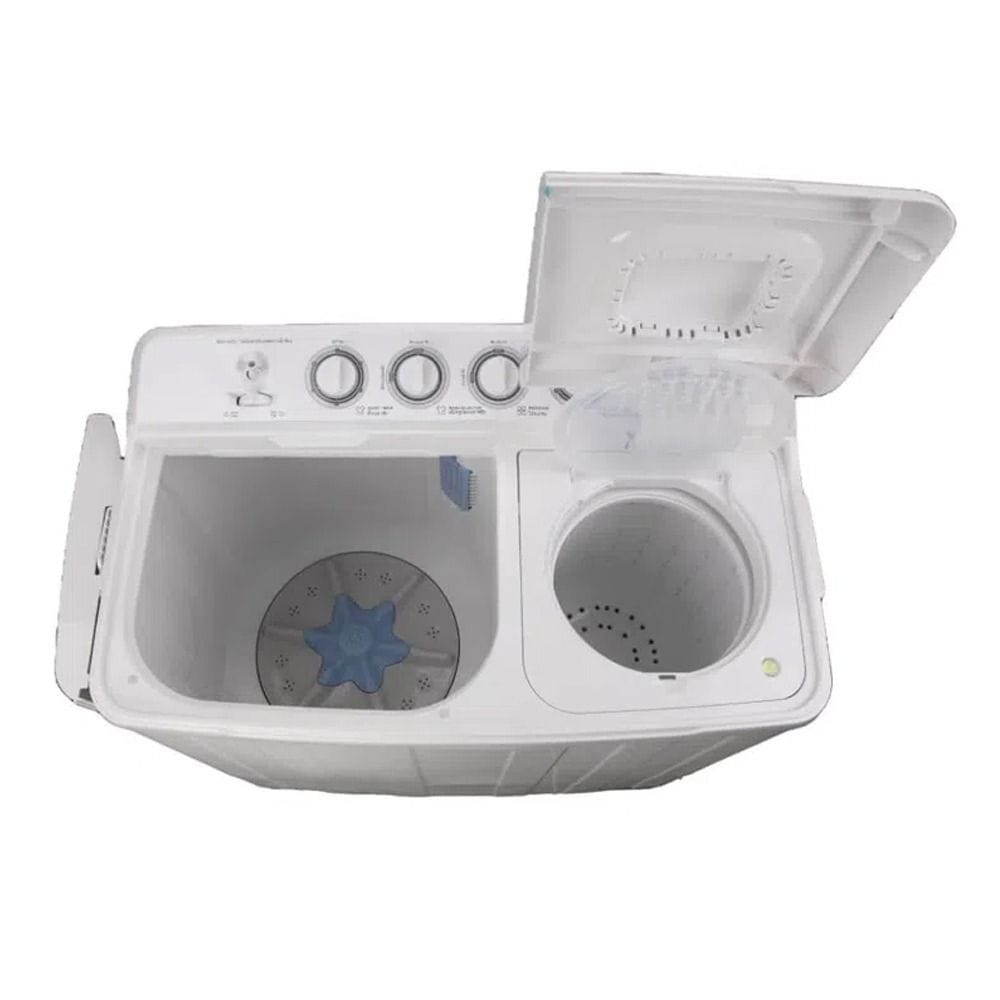 TCL Twin Tub Semi Automatic Washing Machine 18Kg, Multiple Wash Programs Support, Lint Filter Supports, Soak Function Supports - White - F218TTW