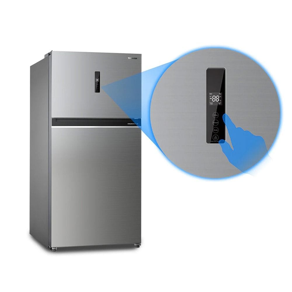 Toshiba Double Door Refrigerator 558L, Dual Frequency Compatibility, Origin Inverter Technology, Ultra Fresh Chiller Compartment - Gray - GR-RT735WE-PMF(49)