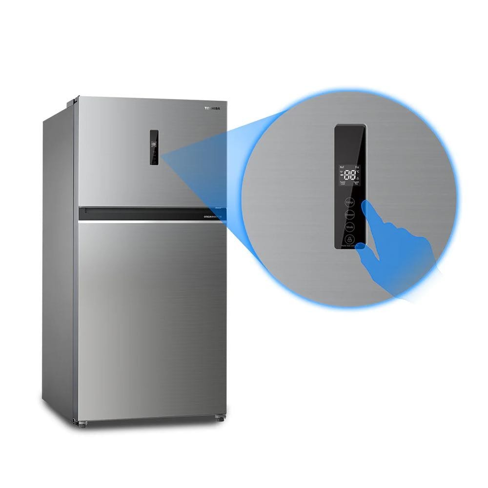 Toshiba Double Door Refrigerator 611L, Dual Frequency Compatibility, Origin Inverter Technology, Ultra Fresh Chiller Compartment - Gray - GR-RT835WE-PMF(49)